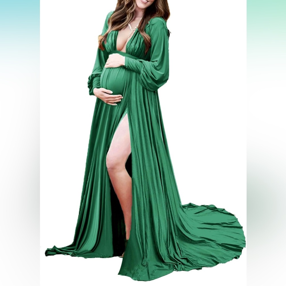 Elegant Green Maternity Gown